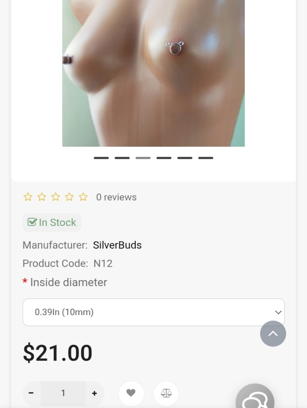 Non-Piercing Nipple Rings with Side Loops Sterling Silver (Pair) + extra gift